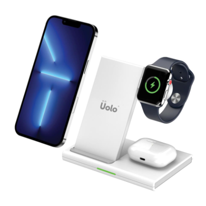 Uolo Volt 3-in-1 Wireless Charging Station with QC 3.0 Wall Charger