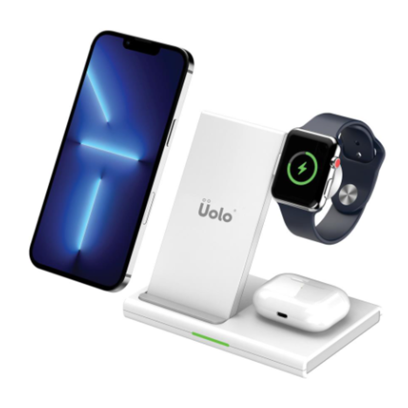 Uolo Volt 3-in-1 Wireless Charging Station with QC 3.0 Wall Charger