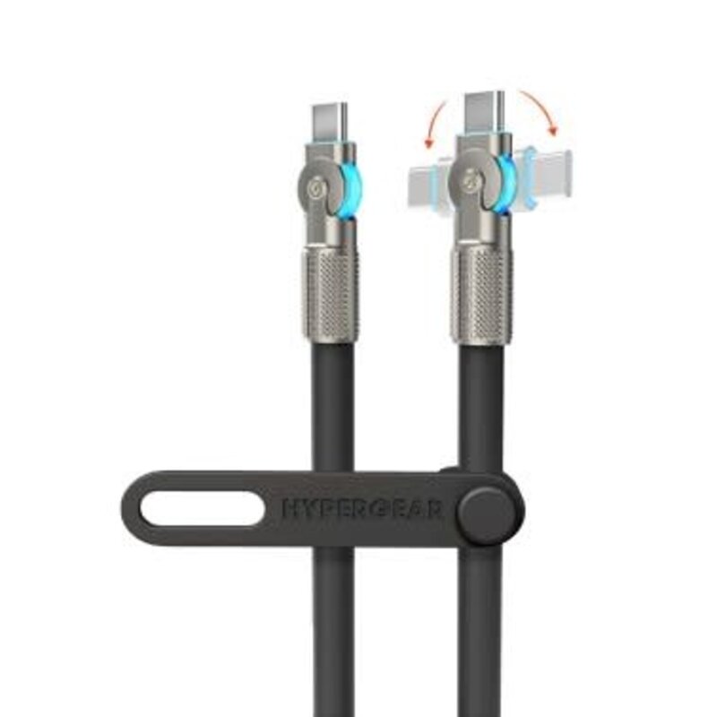 6 ft. USB-C to USB-C Rugged Cable w/Rotating Connectors - Black