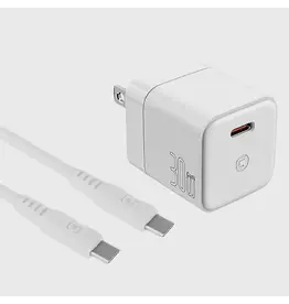 Caseco 30W USB-C GaN Wall Charger & 2M C to C Cable - White