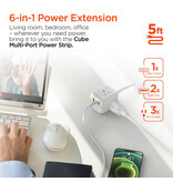 HyperGear CUBE Multi-Port Power Strip Extension Cord (5')