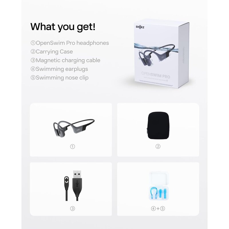 OpenSwim Pro Waterproof Bone Conduction Bluetooth & 32GB MP3 Headphones