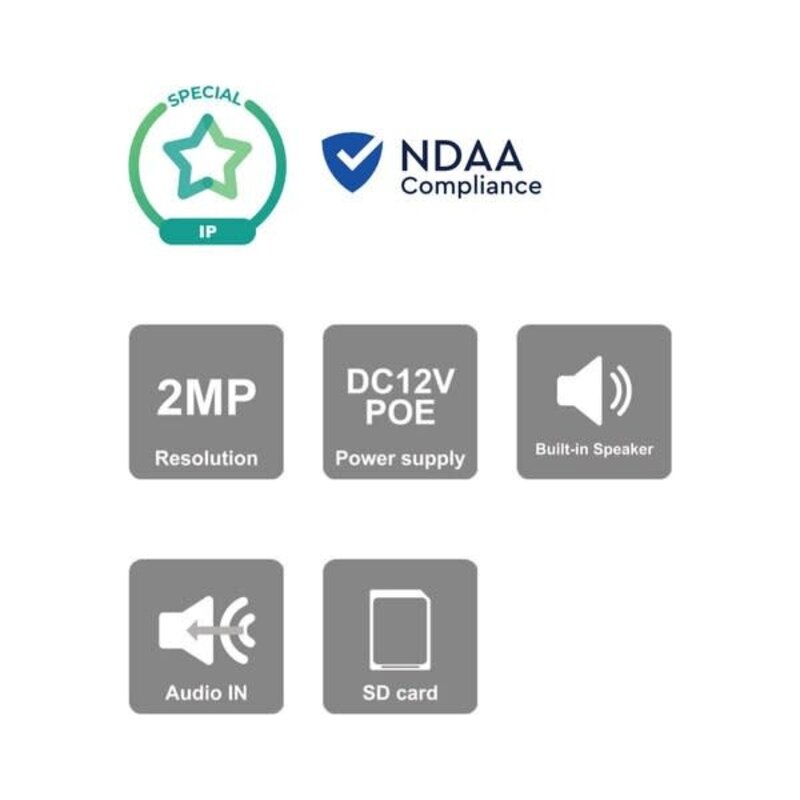 Video Doorbell Camera 2MP IP Fixed 2.3mm Lens w/ RFID