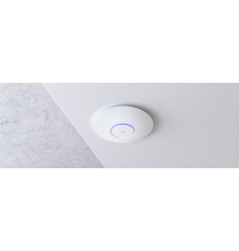 Ubiquiti Networks U6-LR Ceiling-mounted WiFi 6 AP with 8 spatial streams and extended signal range.