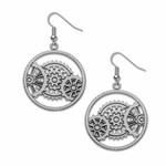 Science and Technology Earrings Meshing Gear, Silver