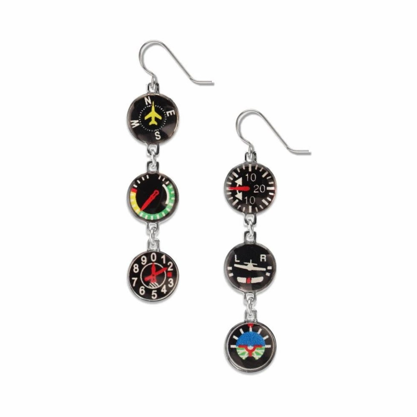Aviation and Space Earrings Flight Instrument Dangle