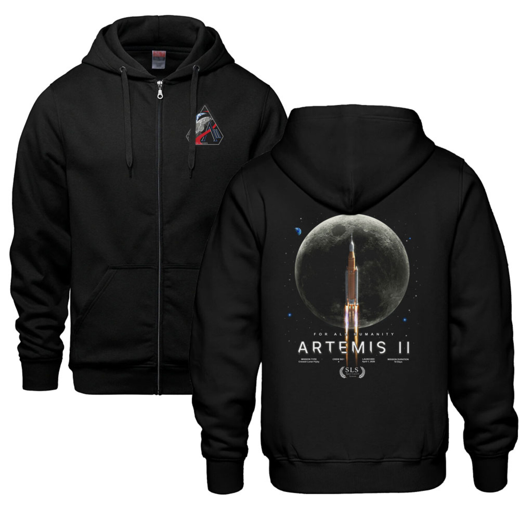 Aviation and Space Artemis II SLS – Hoodie adulte zippé intégral
