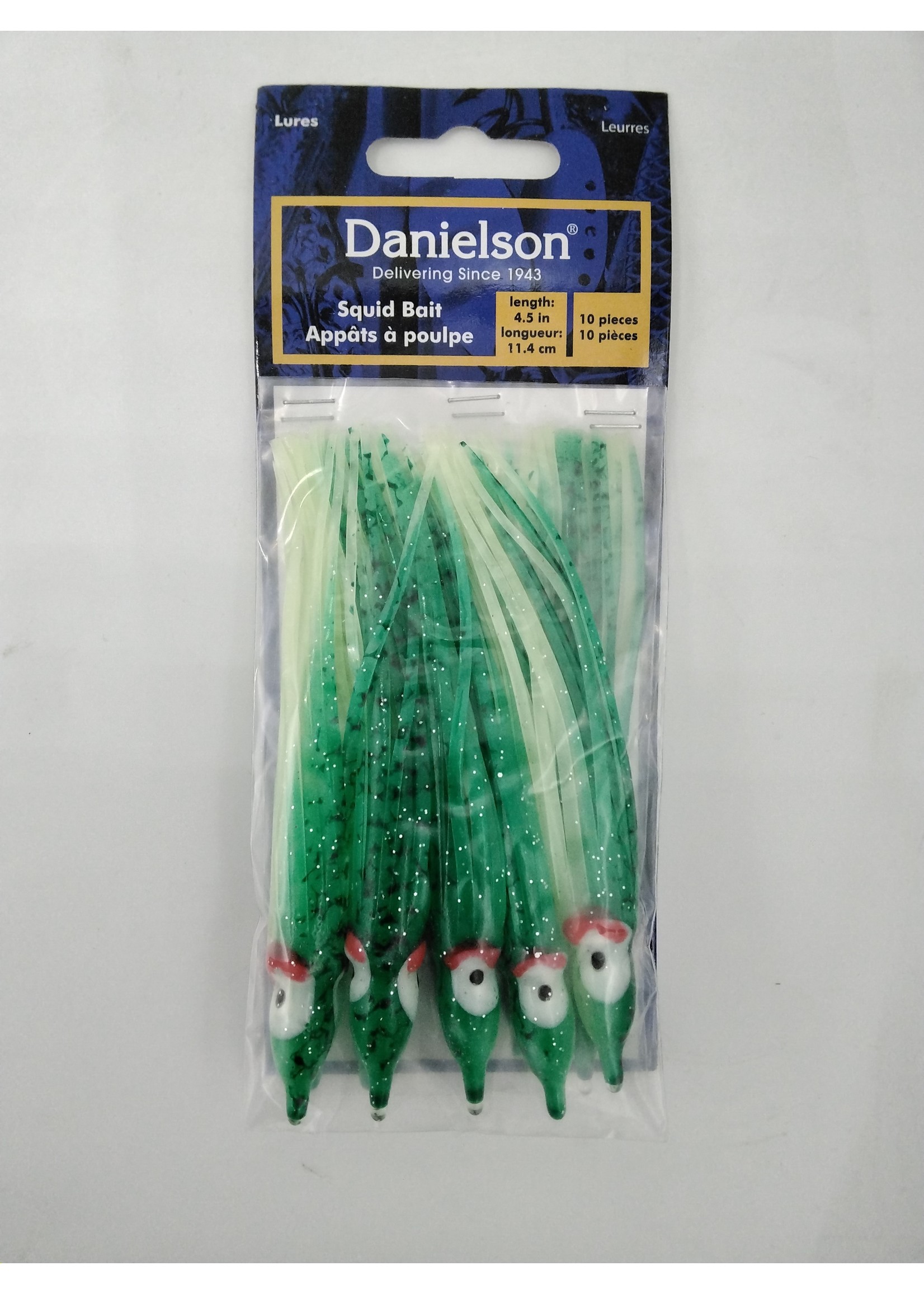 Danielson Danielson SQD4510117 Squid Bait 4.5'' Glow/Green Spl 10pk