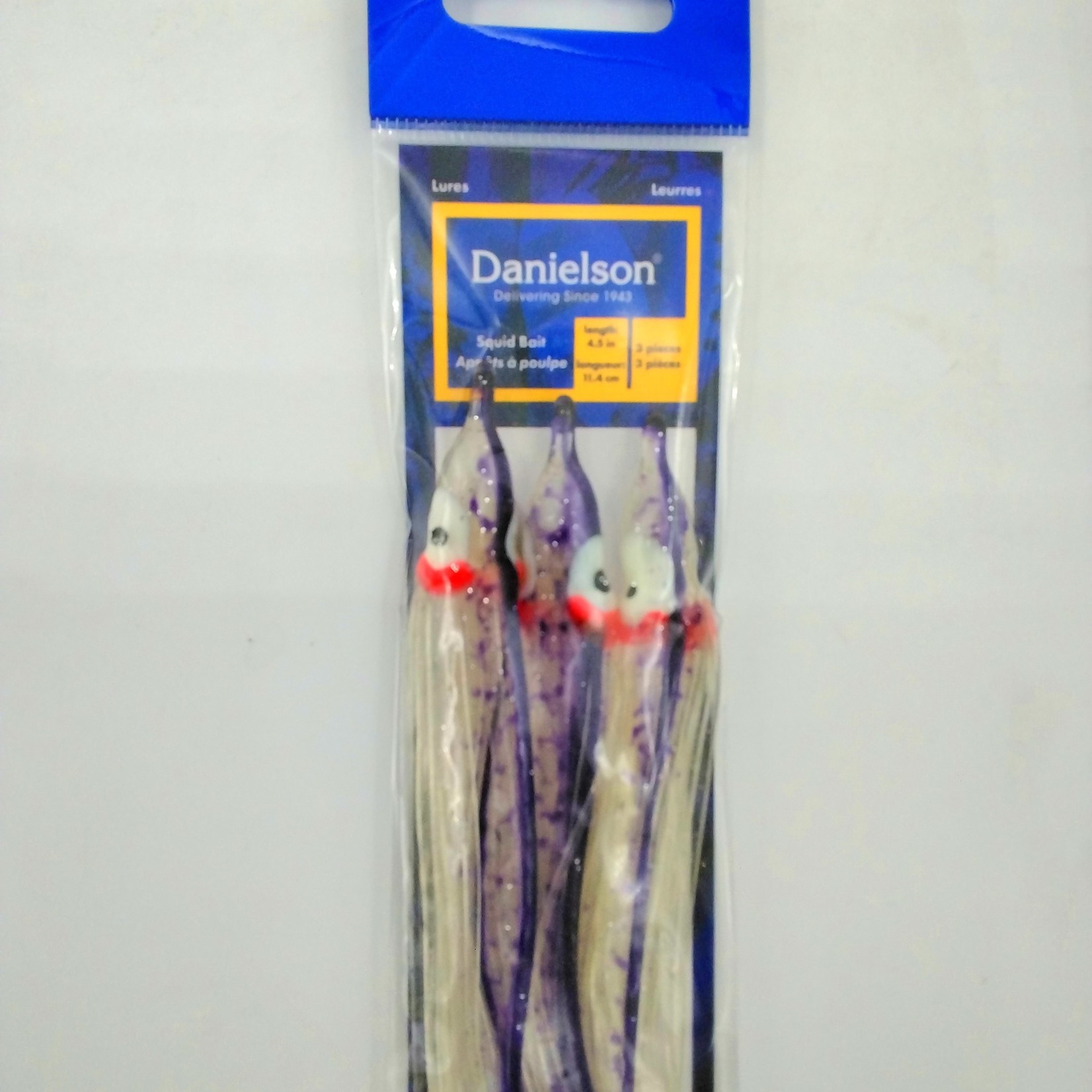 Danielson Danielson SQD453133 Squid Bait 4.5'' UV Clear/Purple Spl 3pk