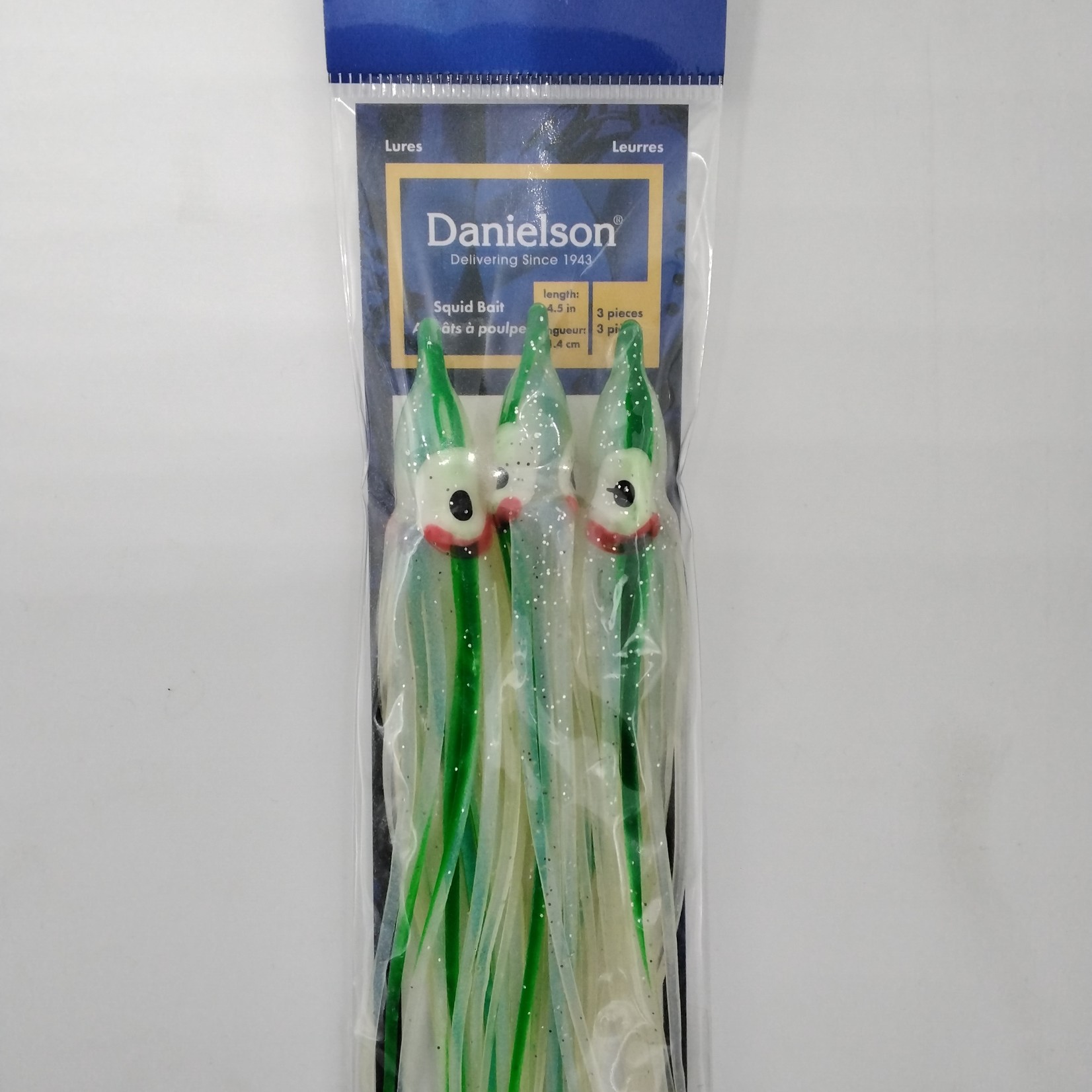 Danielson Danielson SQD453142 Squid Bait 4.5'' UV Pearl/Green/Blue 3pk