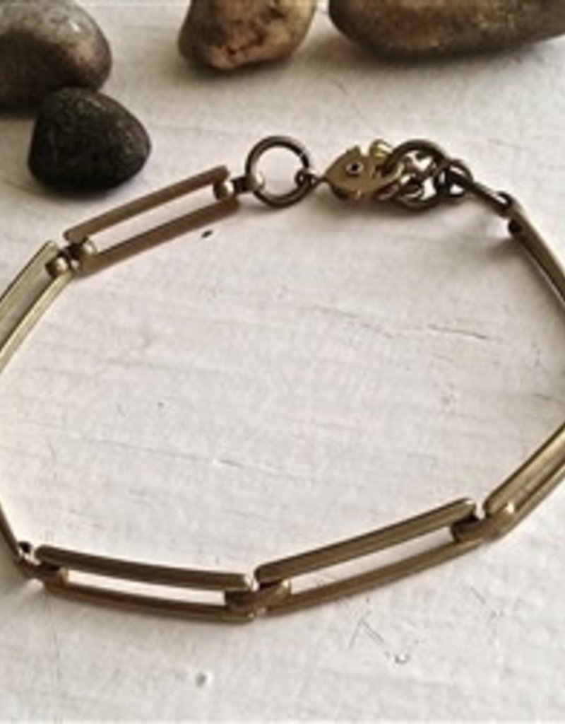 Pika & Bear Lineage Raw Brass Link Bracelet