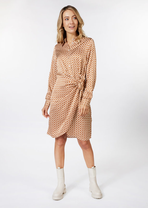 Esqualo Satin Graphic Print Knot Dress