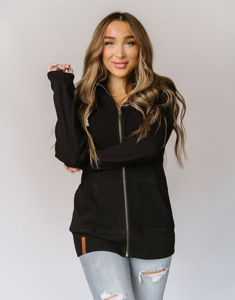 BodybyRavenTracy Waffle Knit Hoodie (Black/Pink) on Marmalade