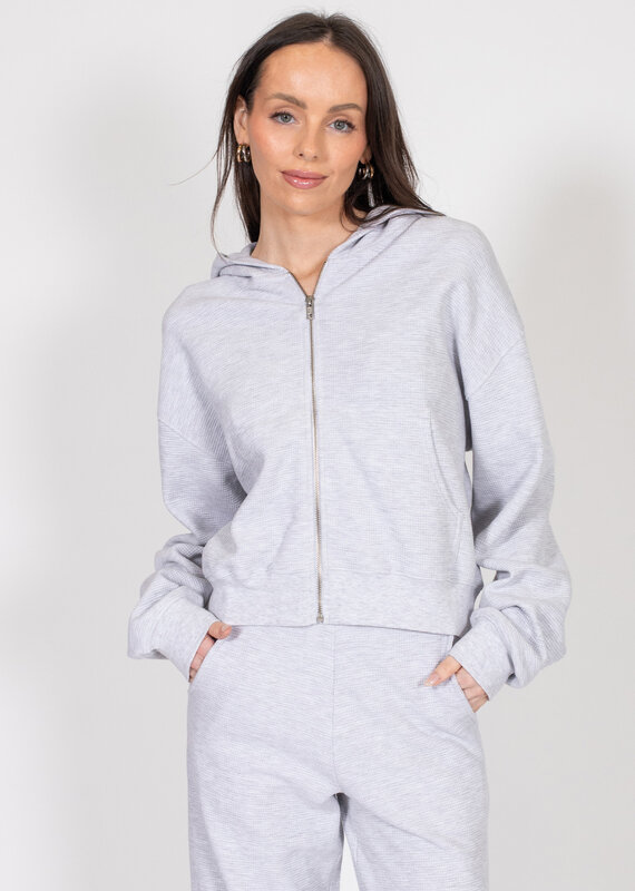 Brunette The Label Waffle Knit Full Zip Middle Sister Hoodie