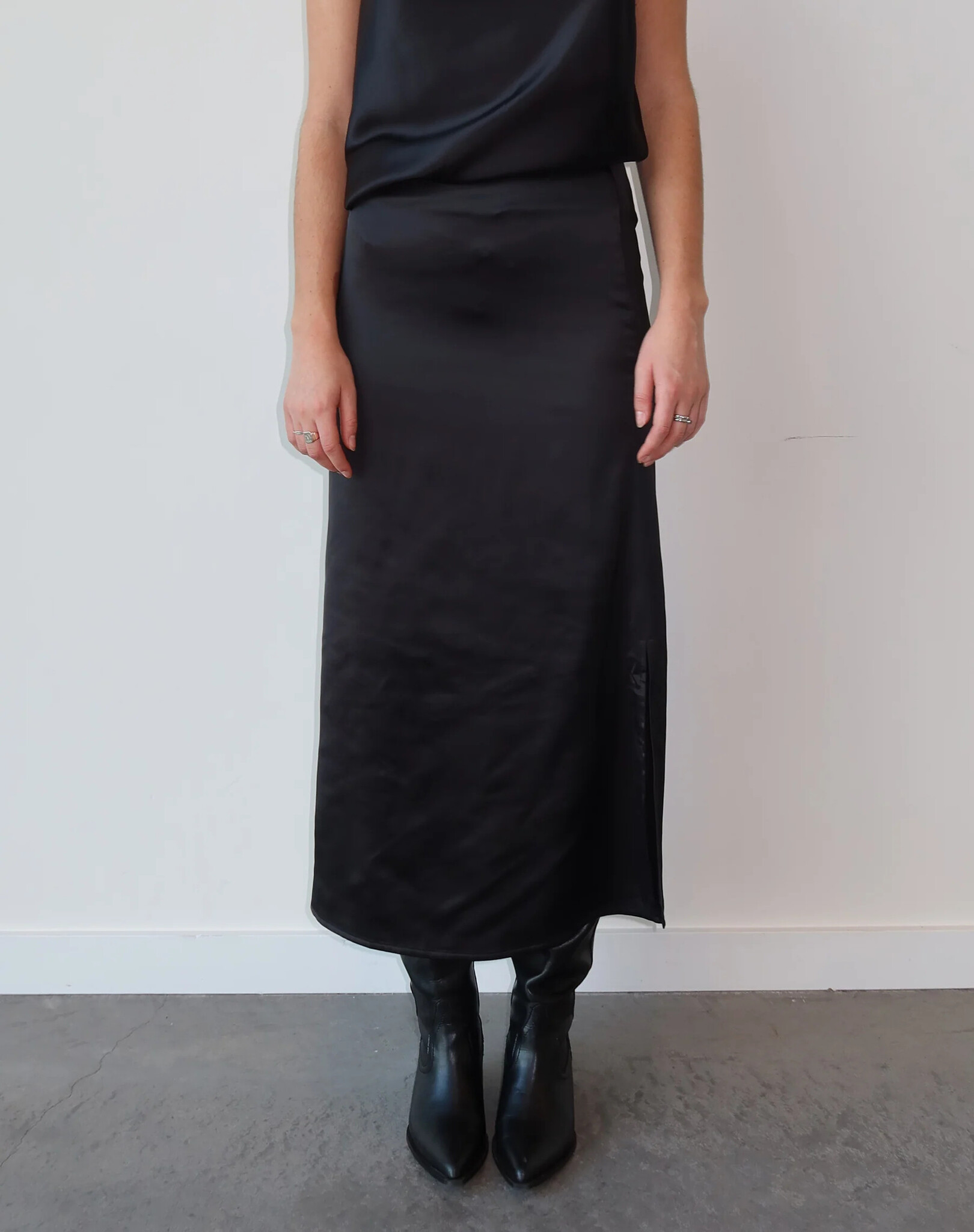 Satin Maxi Skirt w/ Slit