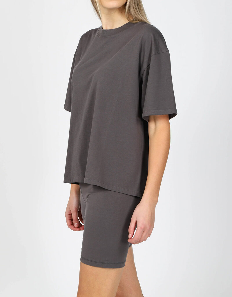 Brunette The Label The Oversized Boxy Crew Neck Tee | Washed Grey