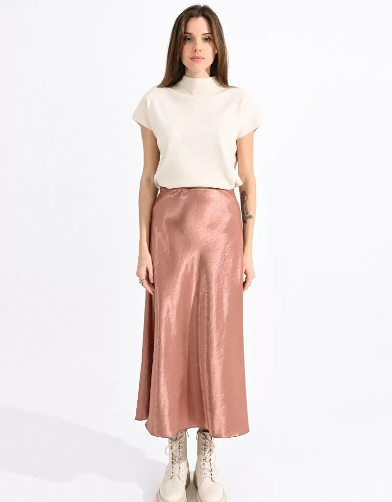 Molly Braken Pink Satin Skirt