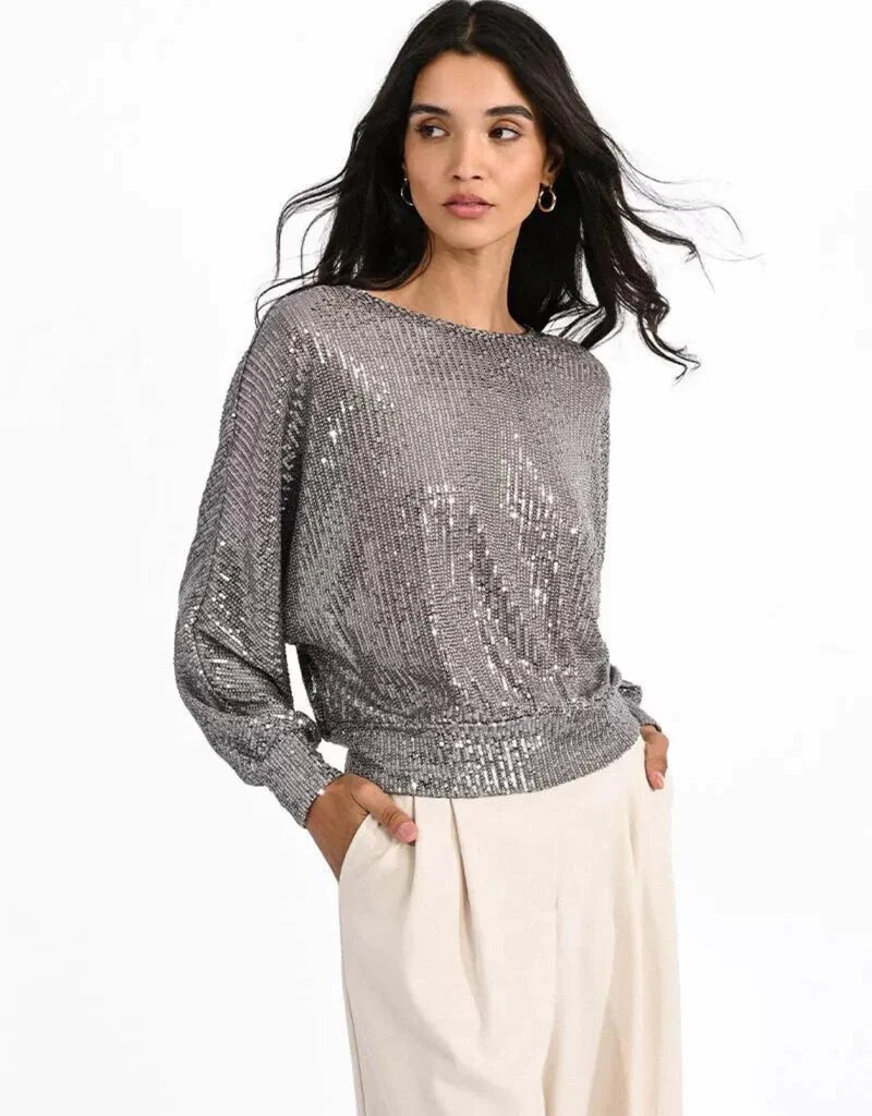 Molly Braken Open Back Sequin Sweater