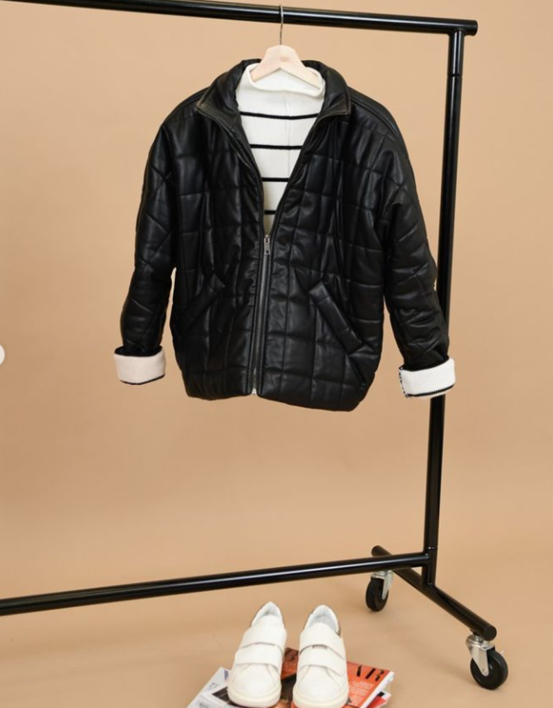 RD International Vegan Leather Quilted Bomber