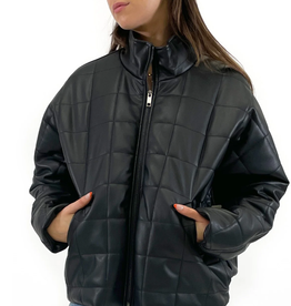 RD International Vegan Leather Quilted Bomber