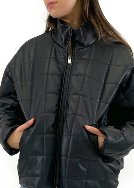 RD International Vegan Leather Quilted Bomber