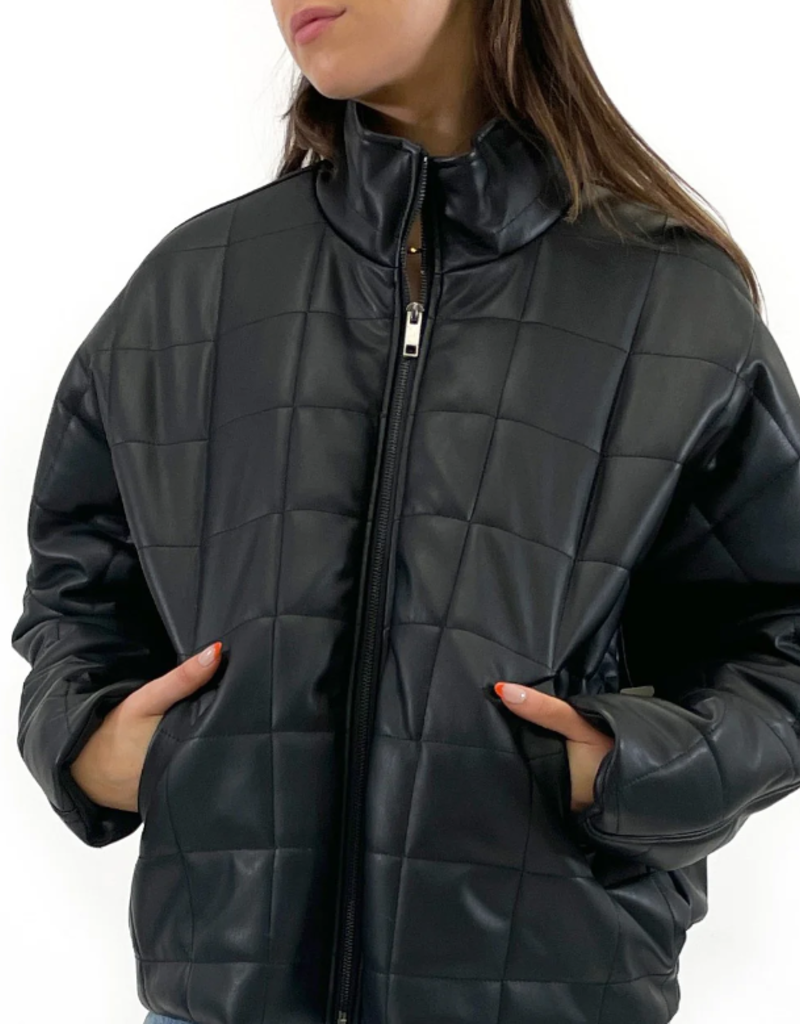 RD International Vegan Leather Quilted Bomber