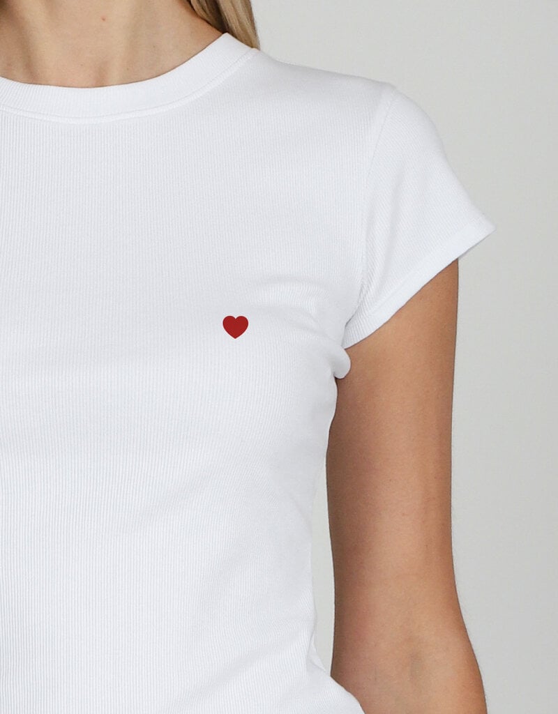 Brunette The Label Heart Ribbed Fitted Tee