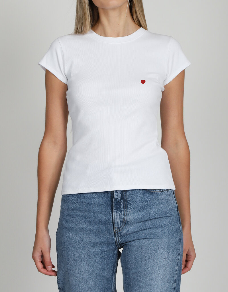 Brunette The Label Heart Ribbed Fitted Tee