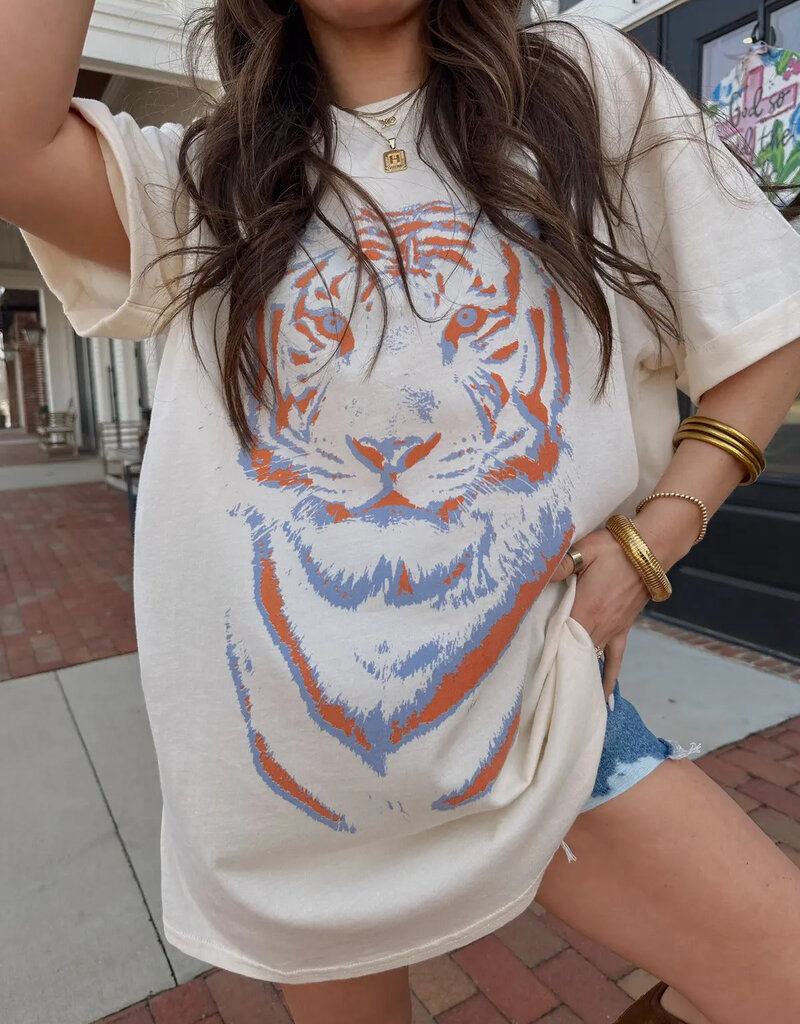 Girl Dangerous White Tiger Stencil Tee Dress