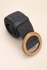 Wall To Wall Accessories Wooden Buckle Woven Rattan Stretch Belt