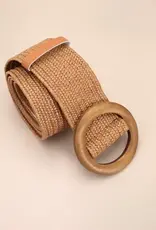 Wall To Wall Accessories Wooden Buckle Woven Rattan Stretch Belt