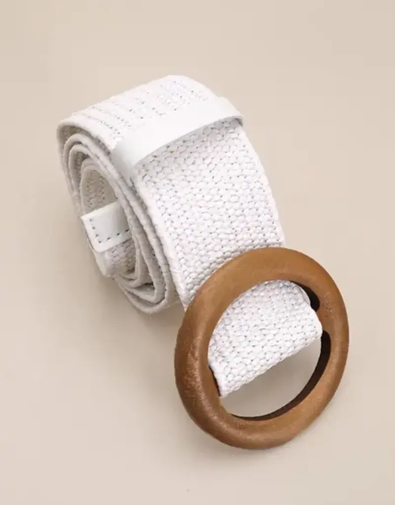 Wall To Wall Accessories Wooden Buckle Woven Rattan Stretch Belt