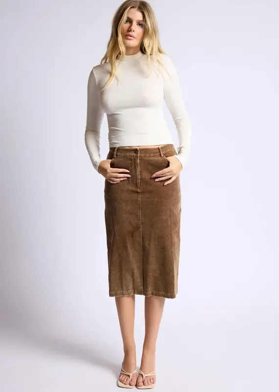 Sage The Label Kahlo Washed Cord Midi Skirt