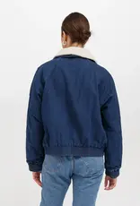 Brunette The Label The Mackenzie Denim Bomber With Faux Shearling