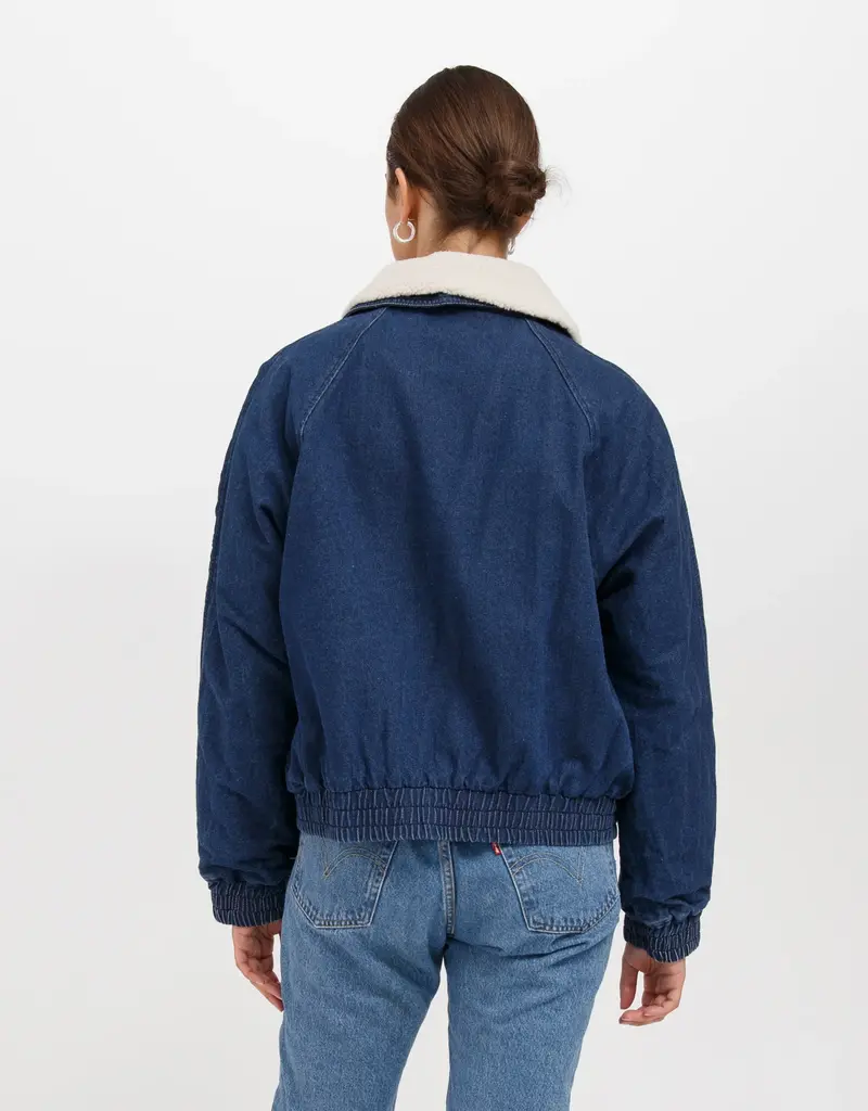 Brunette The Label The Mackenzie Denim Bomber With Faux Shearling