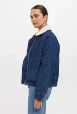 Brunette The Label The Mackenzie Denim Bomber With Faux Shearling