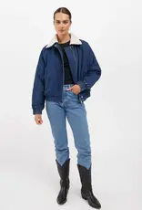 Brunette The Label The Mackenzie Denim Bomber With Faux Shearling
