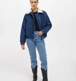 Brunette The Label The Mackenzie Denim Bomber With Faux Shearling