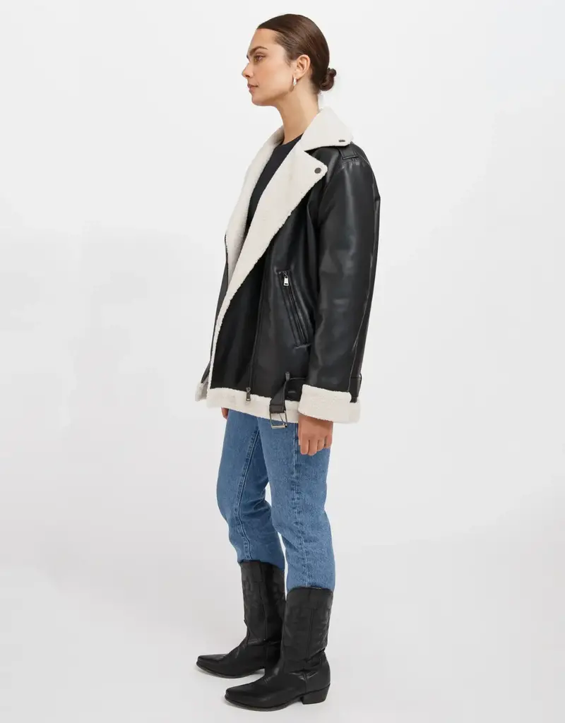 Brunette The Label The Florence 2.0 Vegan Leather Jacket Black