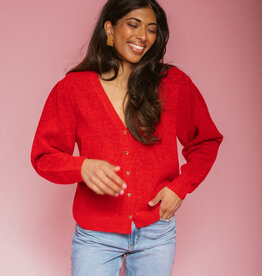 Brunette The Label Heart Button Cardigan