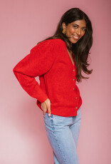 Brunette The Label Heart Button Cardigan