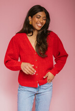 Brunette The Label Heart Button Cardigan