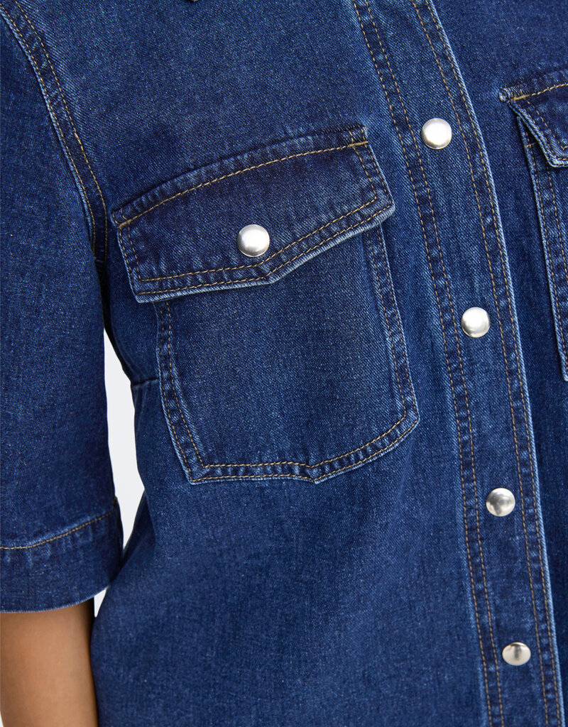 ONLY Belle Short Sleeve Denim Button Dress