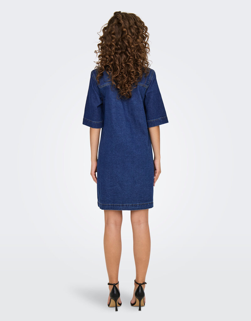 ONLY Belle Short Sleeve Denim Button Dress