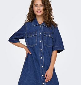 ONLY Belle Short Sleeve Denim Button Dress