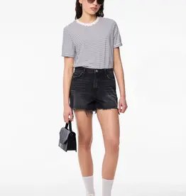 Pieces High Waist Black Denim Short