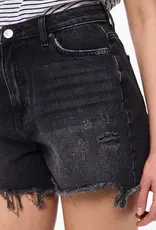 Pieces High Waist Black Denim Short