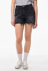 Pieces High Waist Black Denim Short