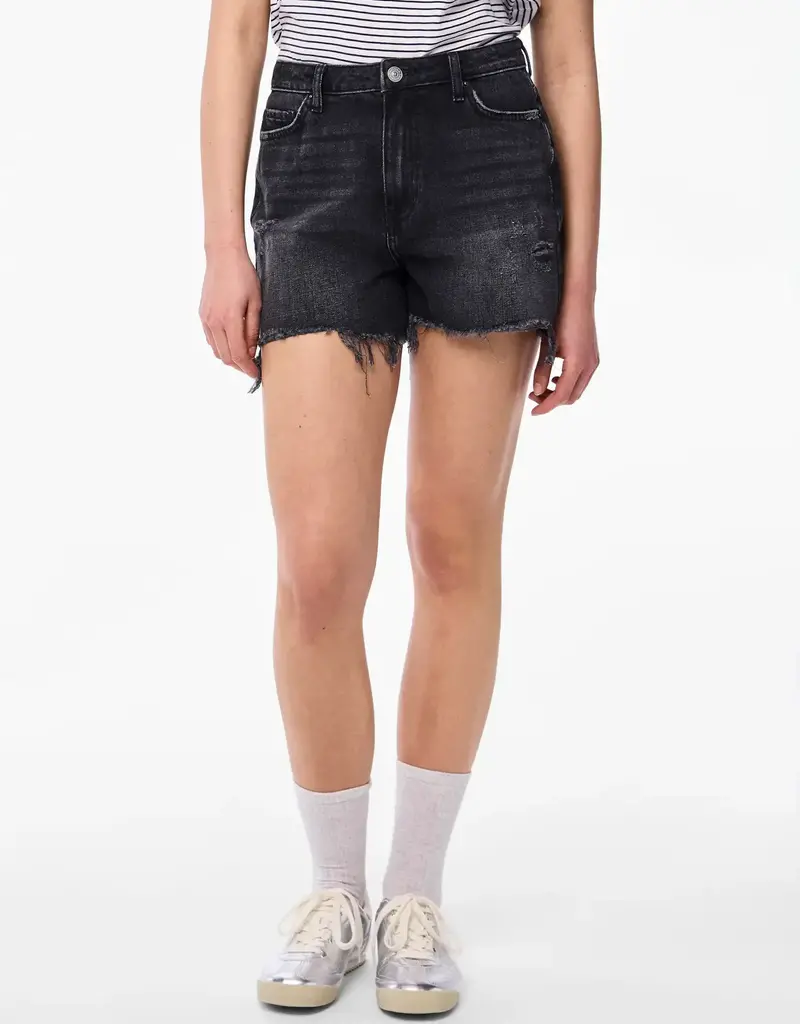 Pieces High Waist Black Denim Short
