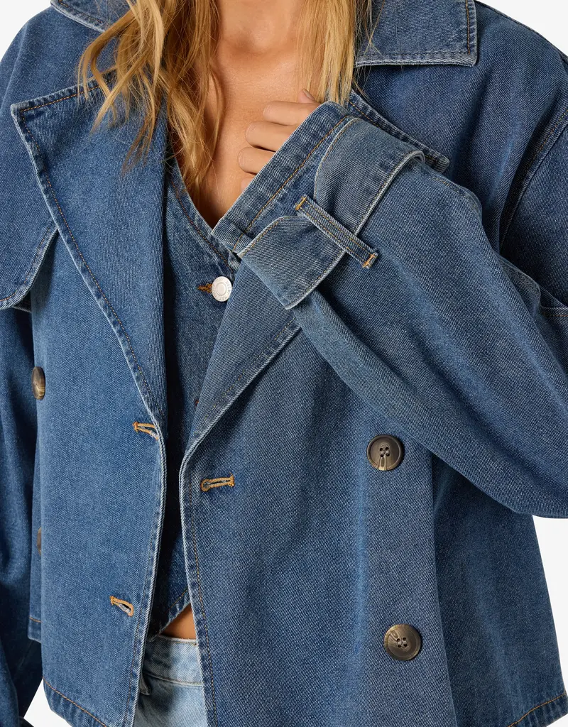 Noisy May Arizona Short Denim Trenchcoat